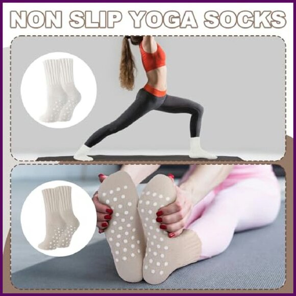 6 Pairs Thermal Slipper Socks with Grips, Thick Warm Anti-Slip, One Size - Picture 6 of 8